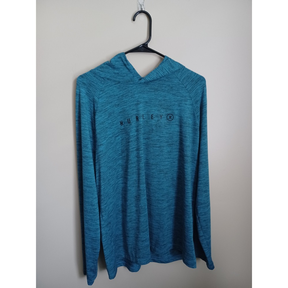 Men's Size XL Hurley Blue Black Sweatshirt Hoodie Long Sleeve Thin Pullover Top